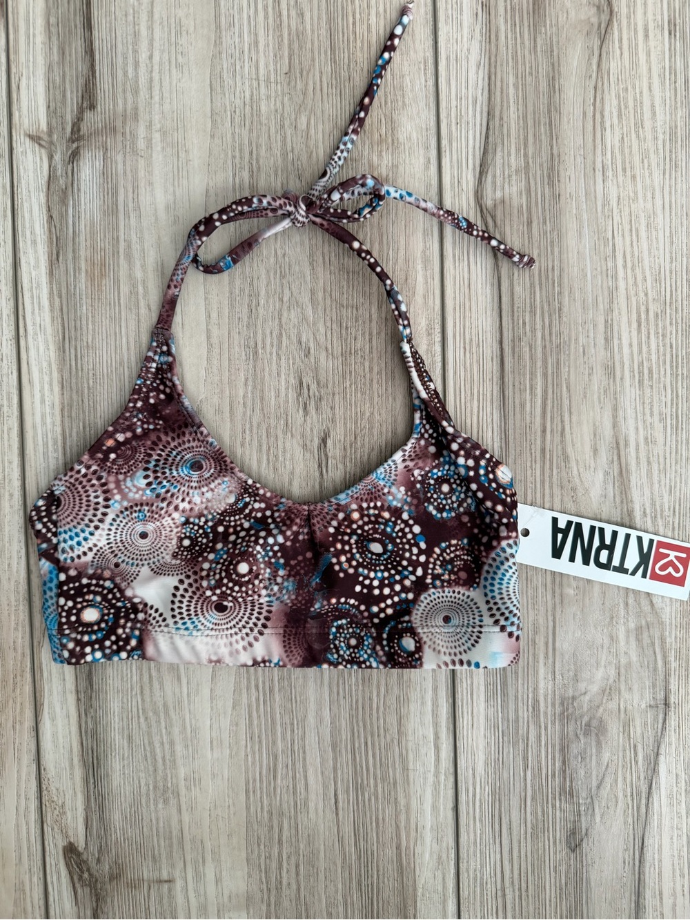 Ktrna Brown & Blue Halter Swim Top